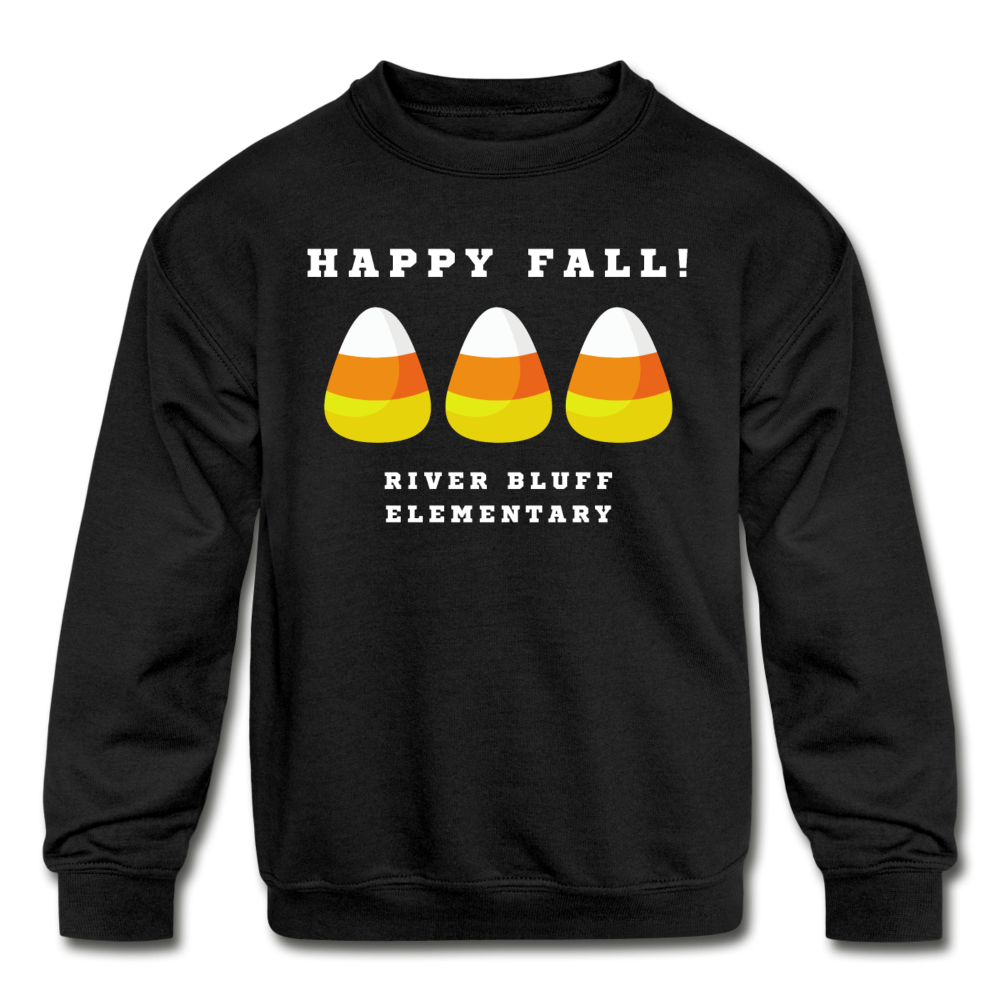 Youth Fall-Themed Crewneck Sweatshirt - black