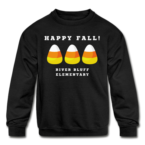 Youth Fall-Themed Crewneck Sweatshirt - black