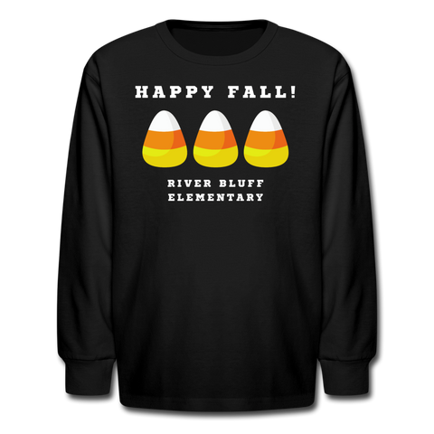 Youth Fall-Themed Long Sleeve T-Shirt - black